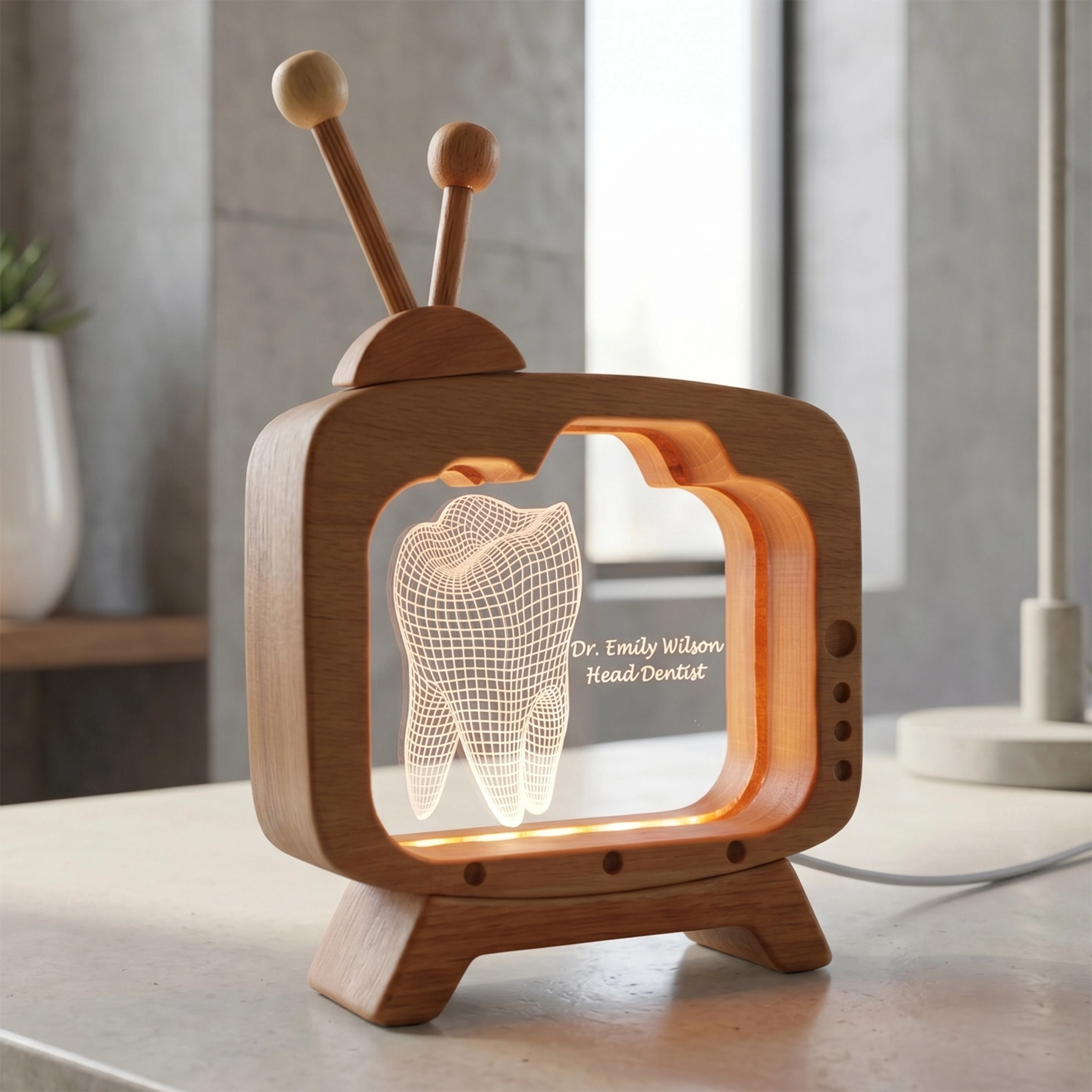 Diş Hekimi İsim Plakası 3d Led Masa Lambası