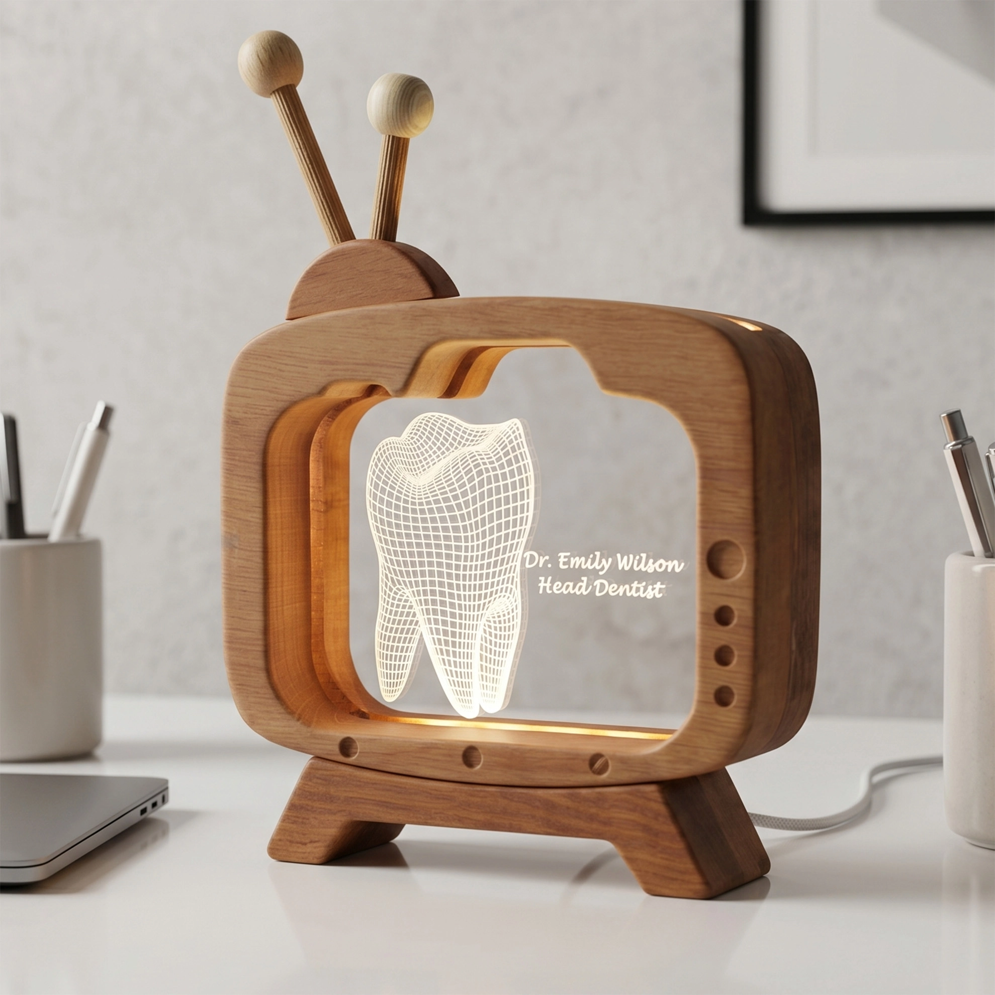 Diş Hekimi İsim Plakası 3d Led Masa Lambası