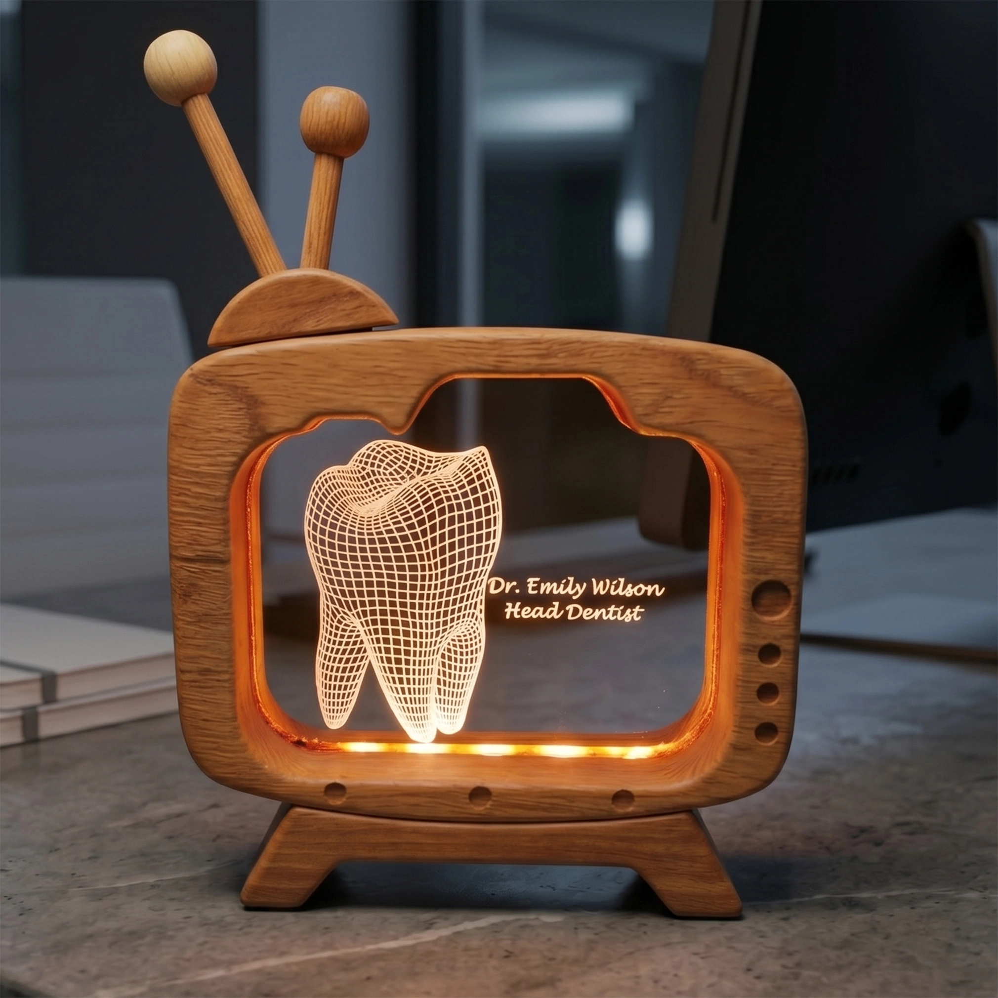 Diş Hekimi İsim Plakası 3d Led Masa Lambası