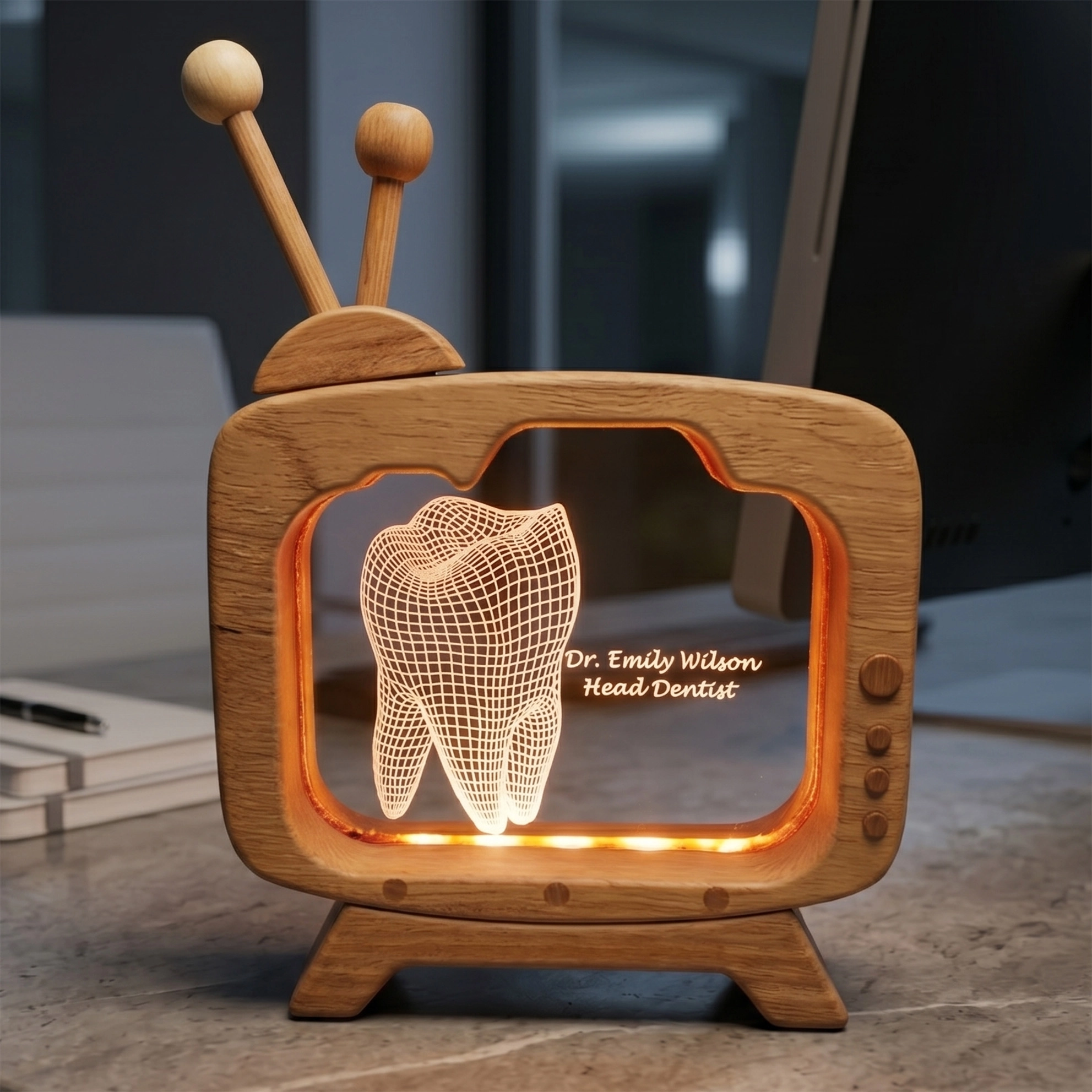 Diş Hekimi İsim Plakası 3d Led Masa Lambası