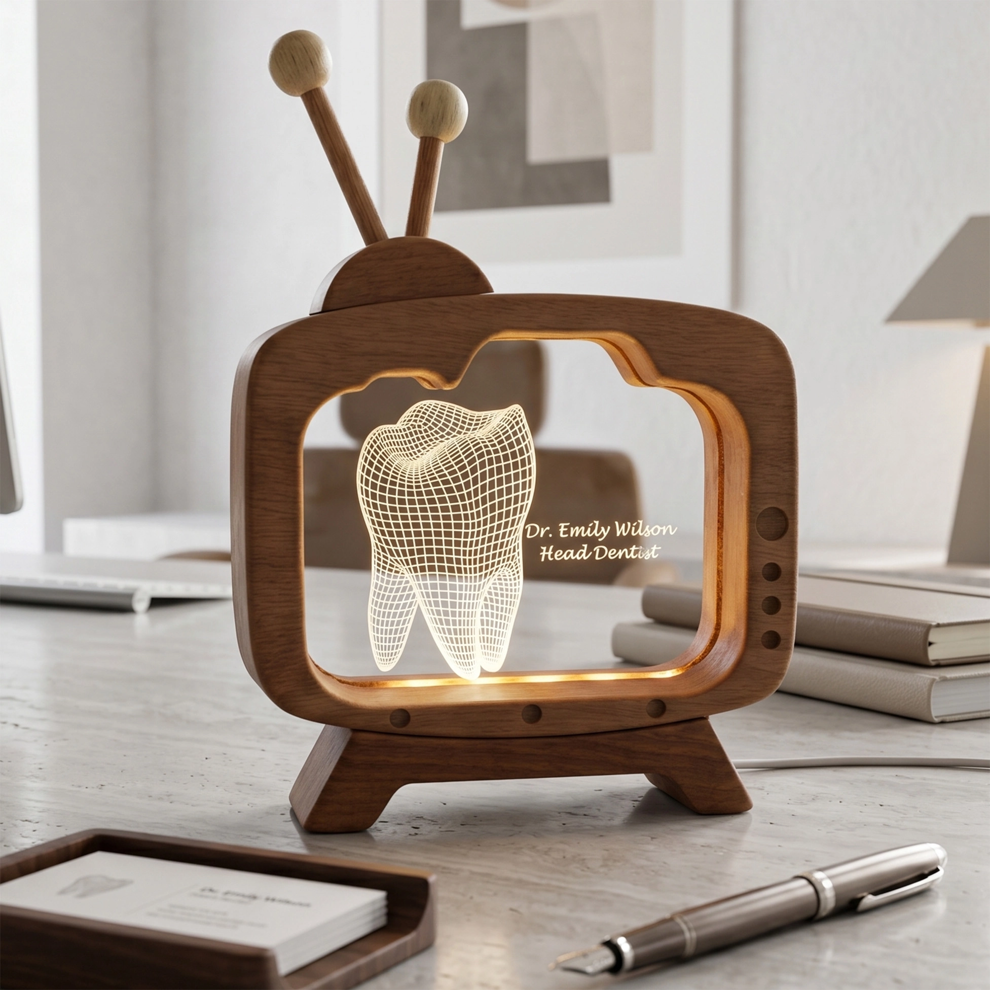Diş Hekimi İsim Plakası 3d Led Masa Lambası