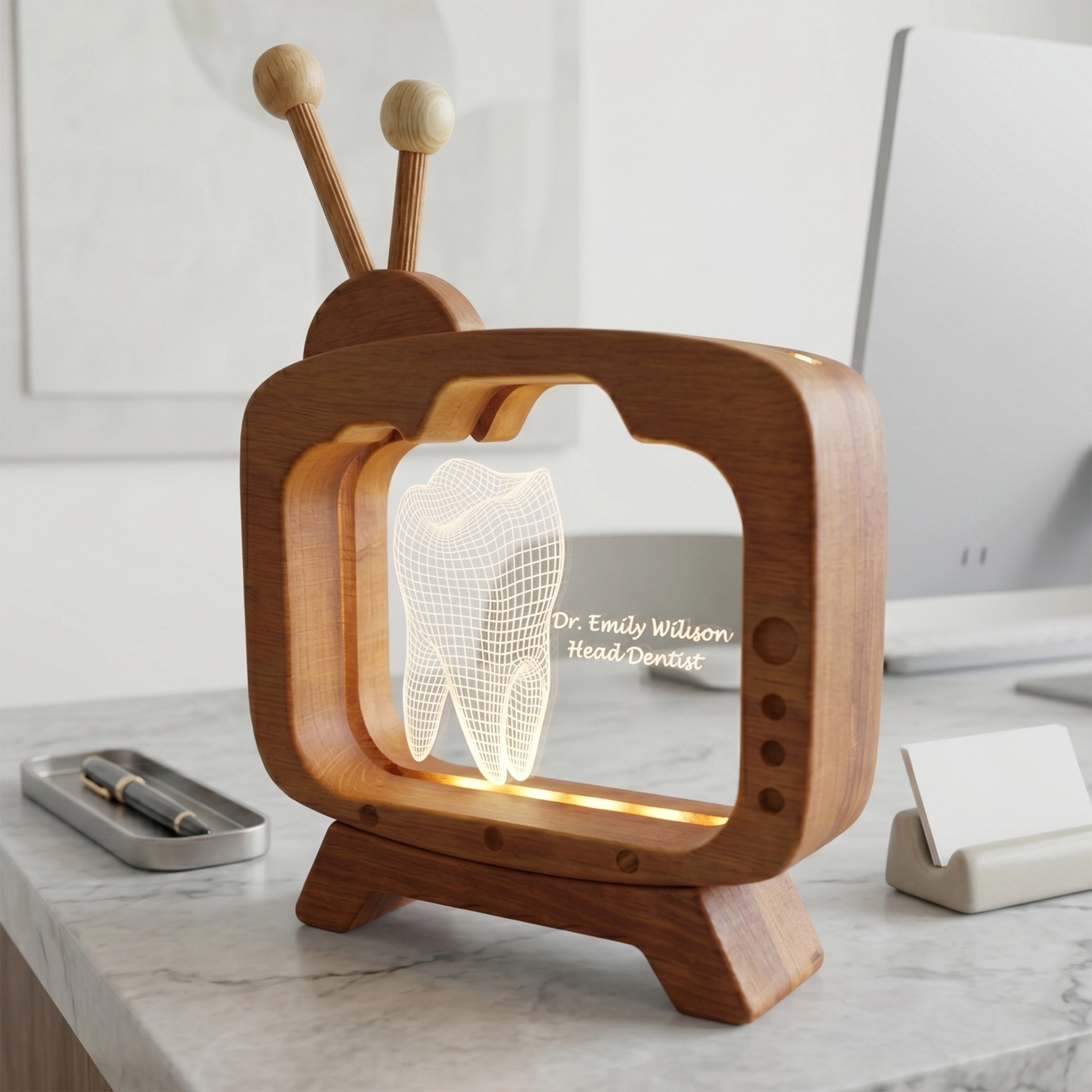 Diş Hekimi İsim Plakası 3d Led Masa Lambası