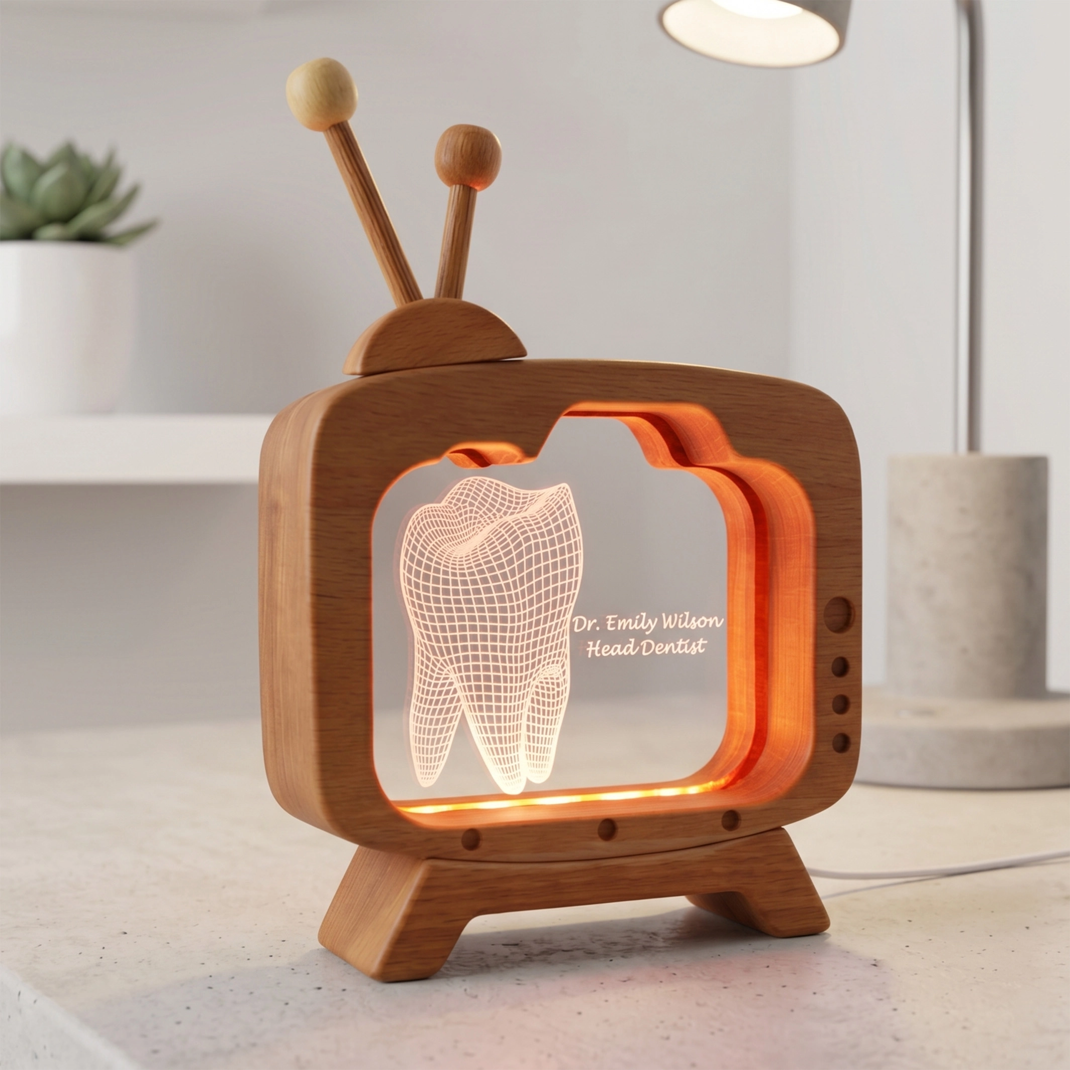Diş Hekimi İsim Plakası 3d Led Masa Lambası