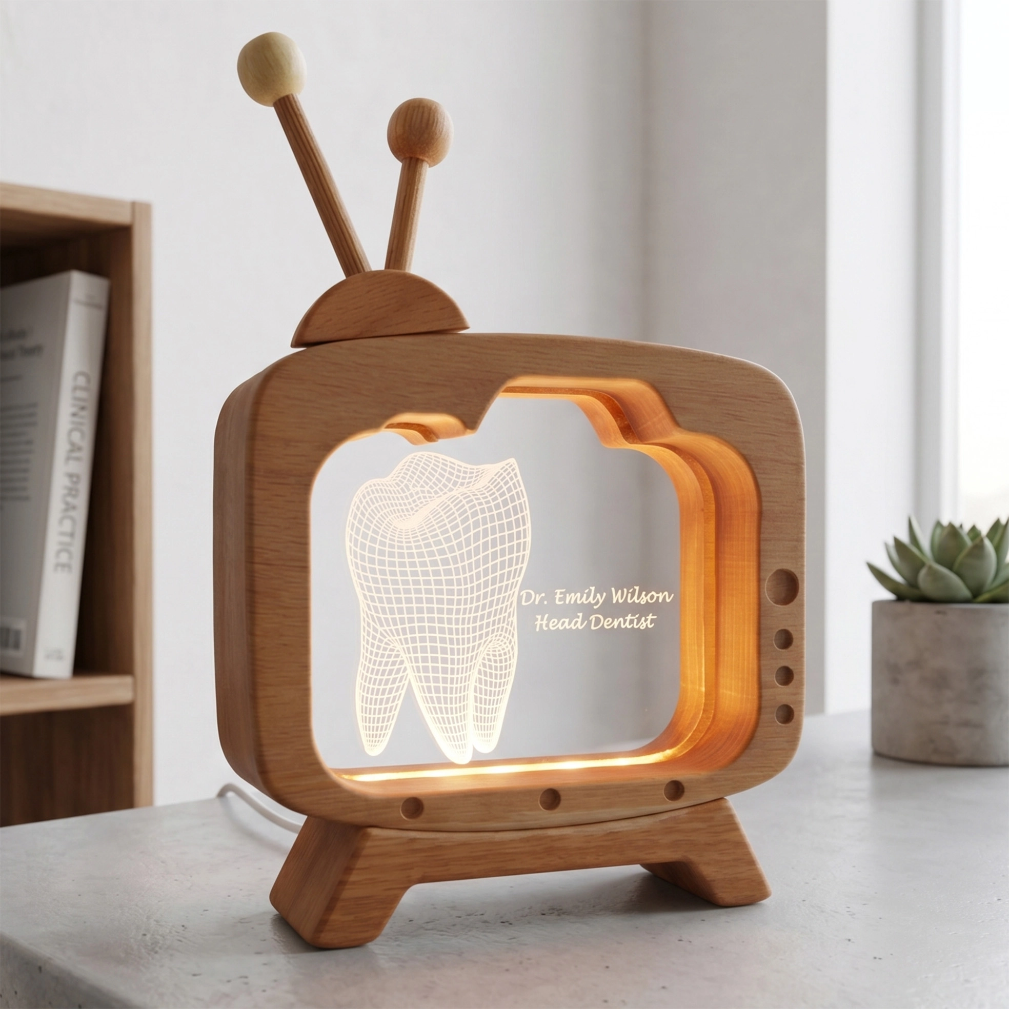 Diş Hekimi İsim Plakası 3d Led Masa Lambası