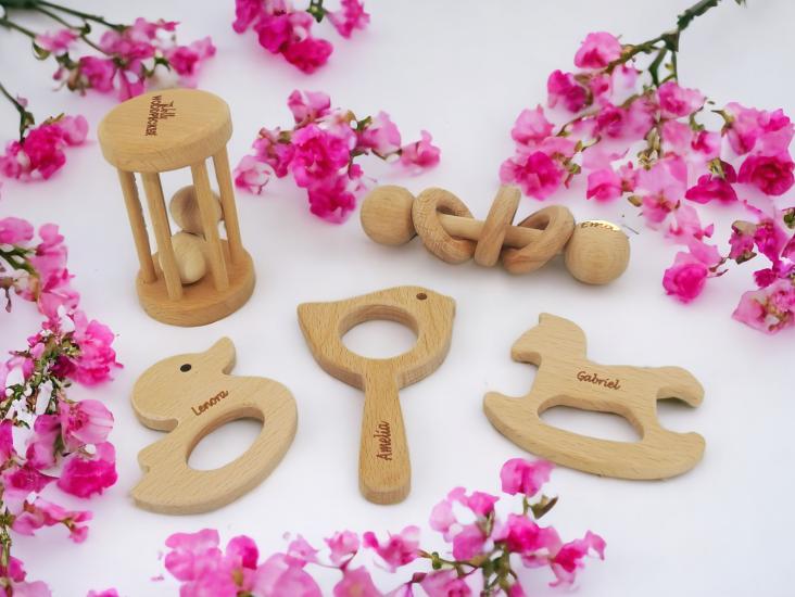 Natural Wooden Rattle Teether