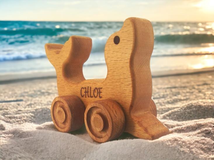 Personalized Wooden  Animal Toys on Wheels