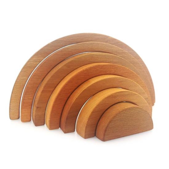 Wooden Rainbow Stacker Puzzle Waldorf Wooden Toy 