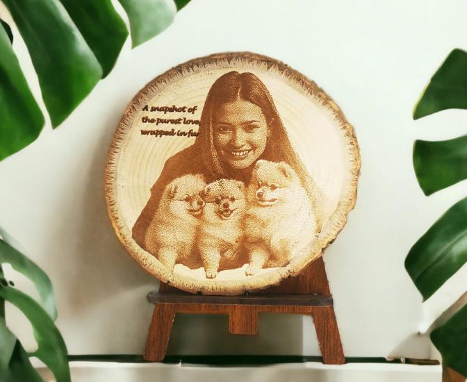 Customized  Photo Engraved Wooden Slice Log
