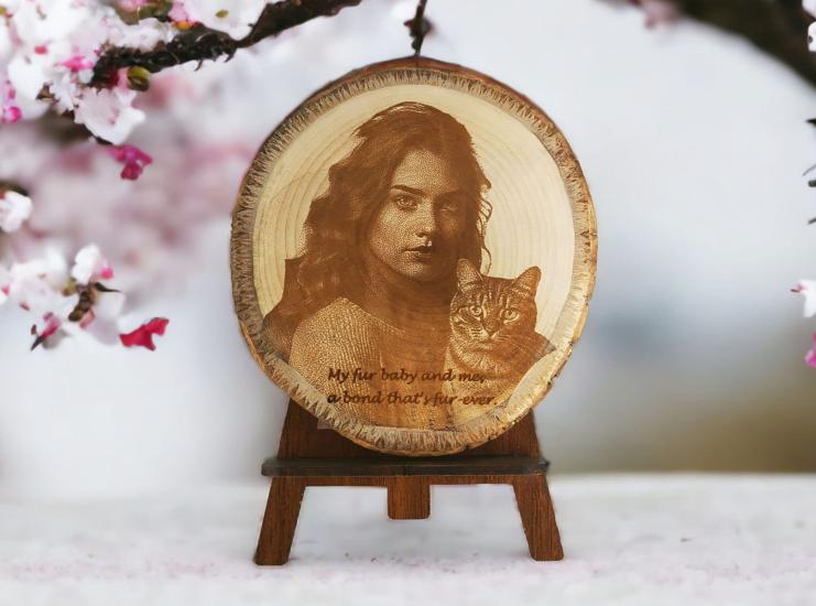 Personalized Photo Engraved Wood Log