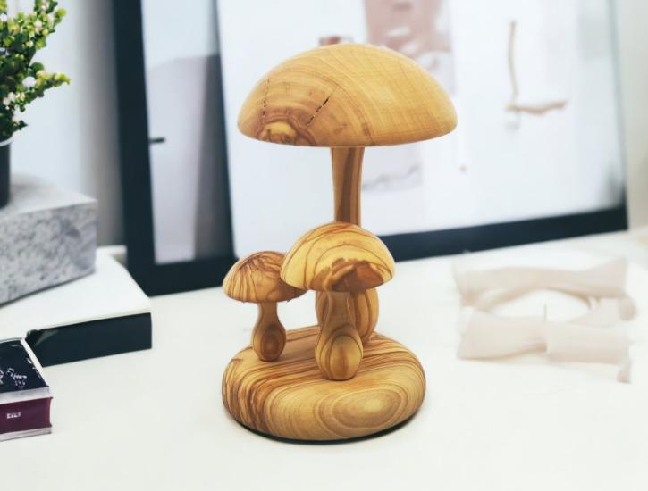 Olive Wood Mushroom Hand Carved Decor
