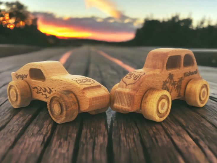 Personalized Wooden Toy Car Set Gift for Kids