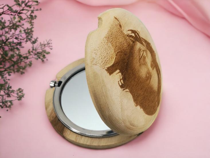 Customized Pocket Mirror Hand Carved