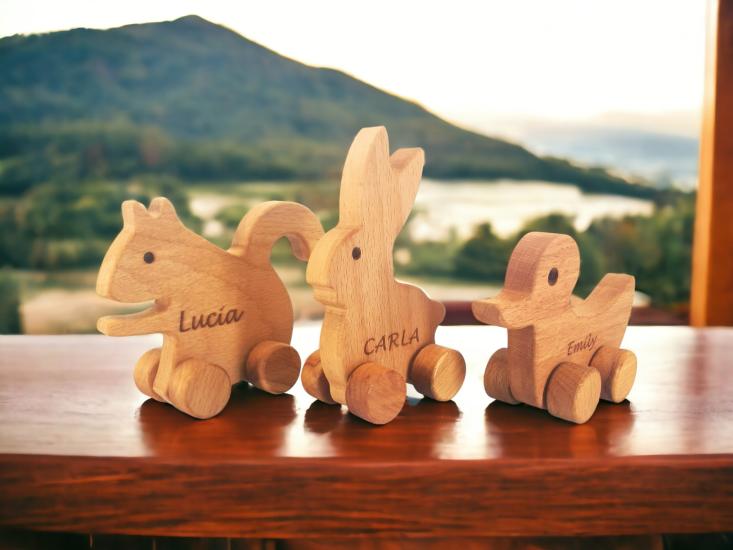  Wooden Toy Animals Squirrel Duck Rabbit