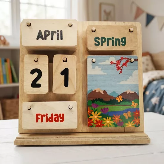 Kişiselleştirilmiş Montessori Ahşap Takvim