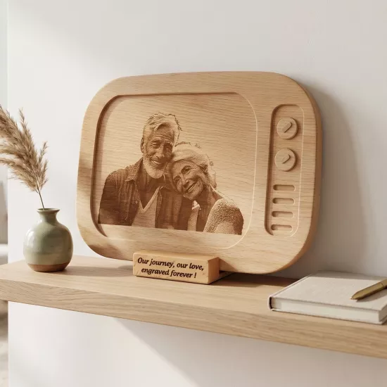 Tv Görünümlü Ahşap Fotoğraf Plaketi