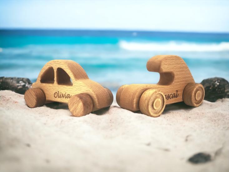 Personalized Set of 2 Wooden Car Toy