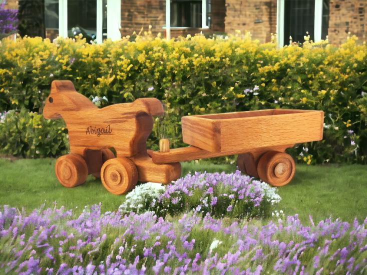 Personalized Wooden Toy Horse Carriage,