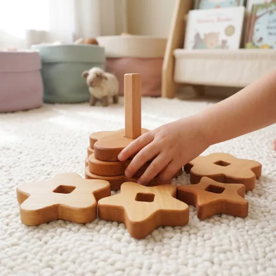 Montessori Ahşap Bebek İstifleme Oyuncağı