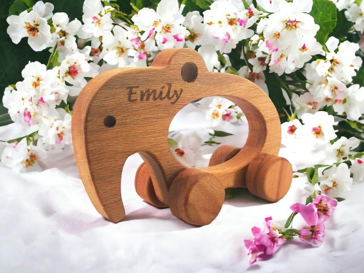 Personalized Wooden Toy Elephants