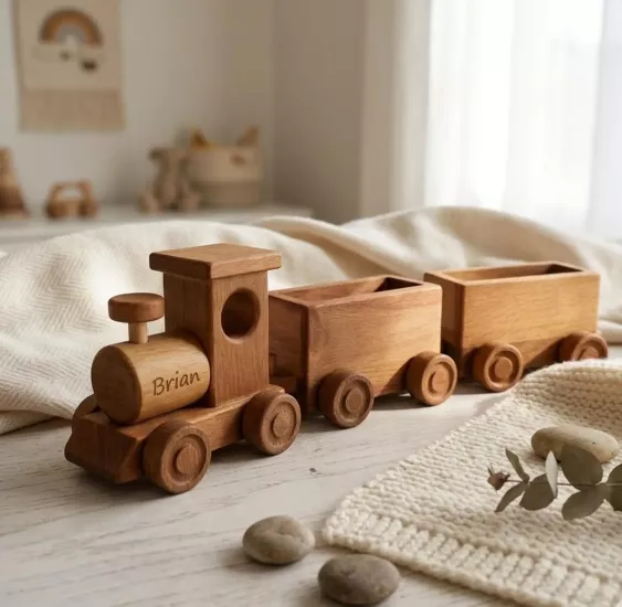 Kişiselleştirilmiş Ahşap Oyuncak Tren Seti