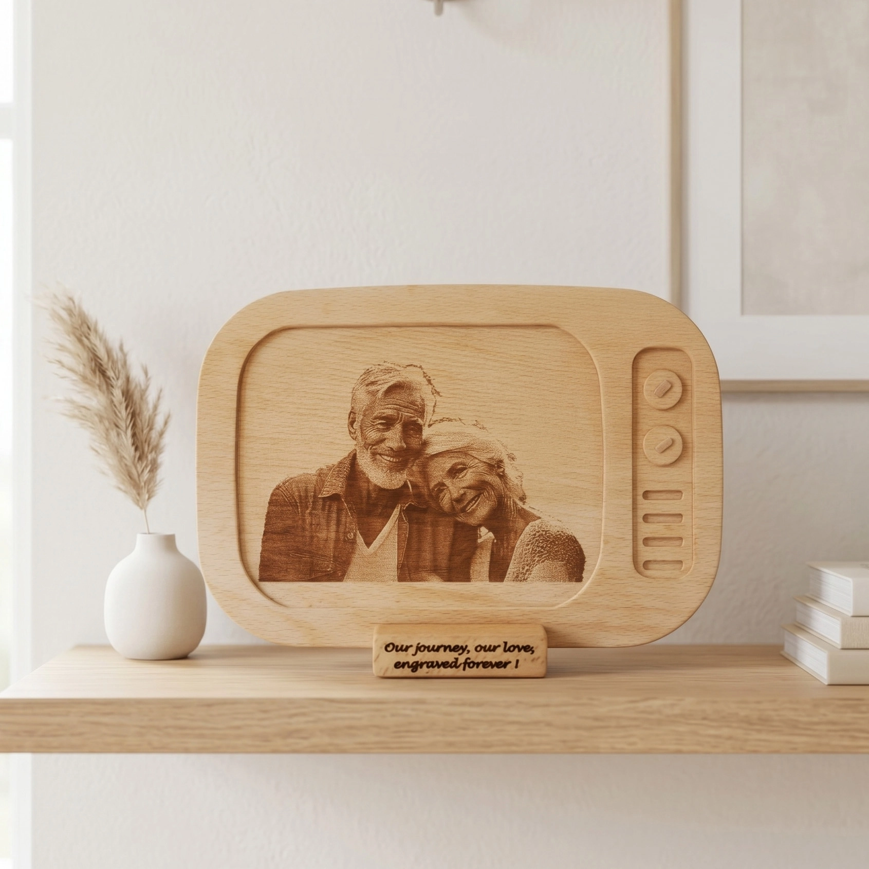 Tv Görünümlü Ahşap Fotoğraf Tuvali 