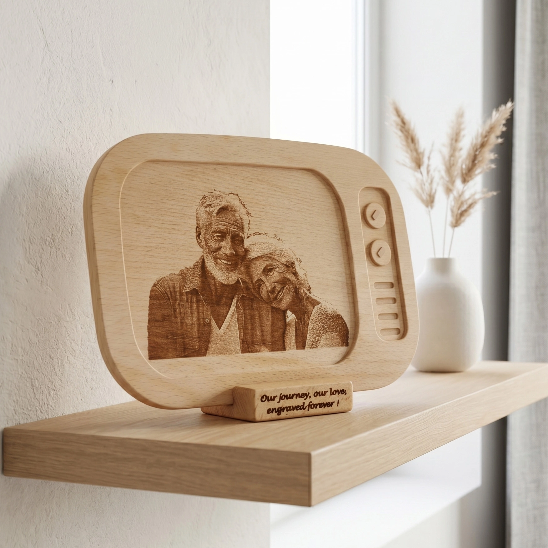 Tv Görünümlü Ahşap Fotoğraf Tuvali 