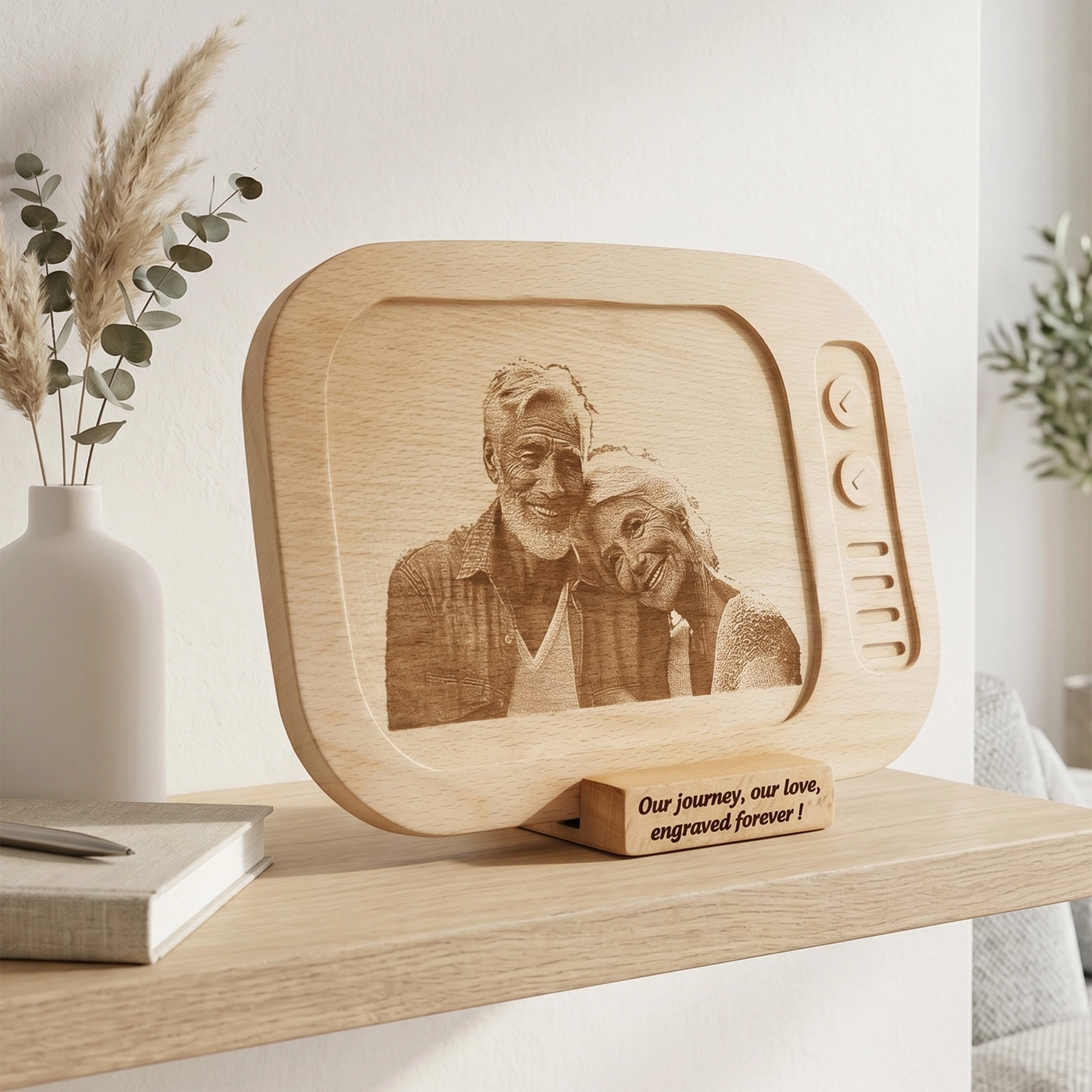 Tv Görünümlü Ahşap Fotoğraf Tuvali 