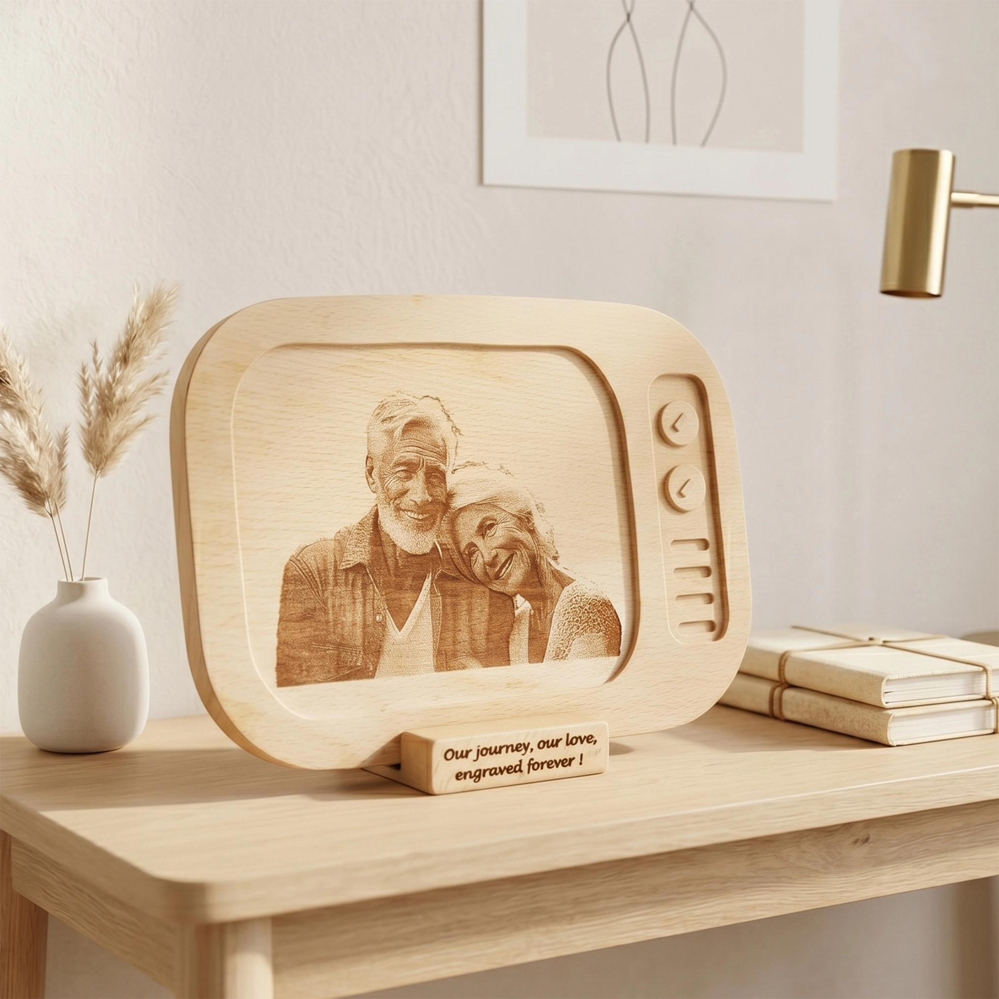 Tv Görünümlü Ahşap Fotoğraf Tuvali 