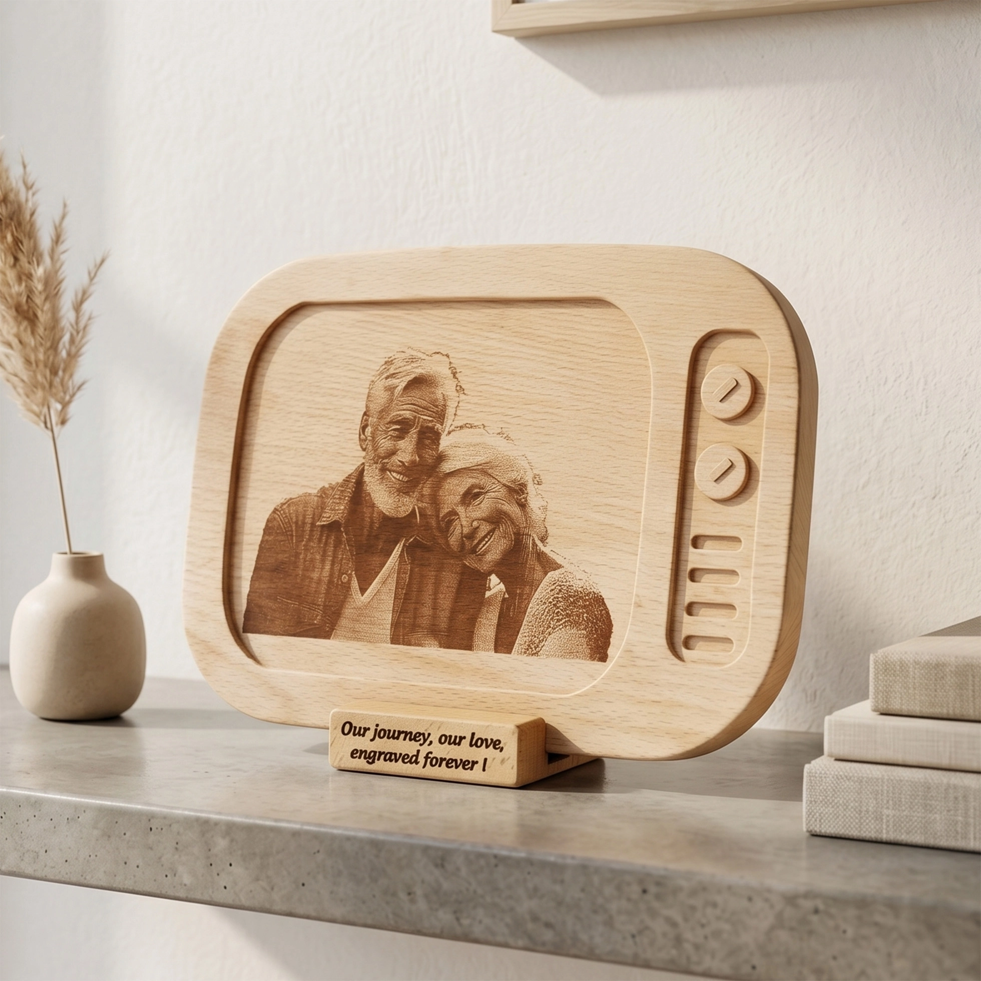 Tv Görünümlü Ahşap Fotoğraf Tuvali 