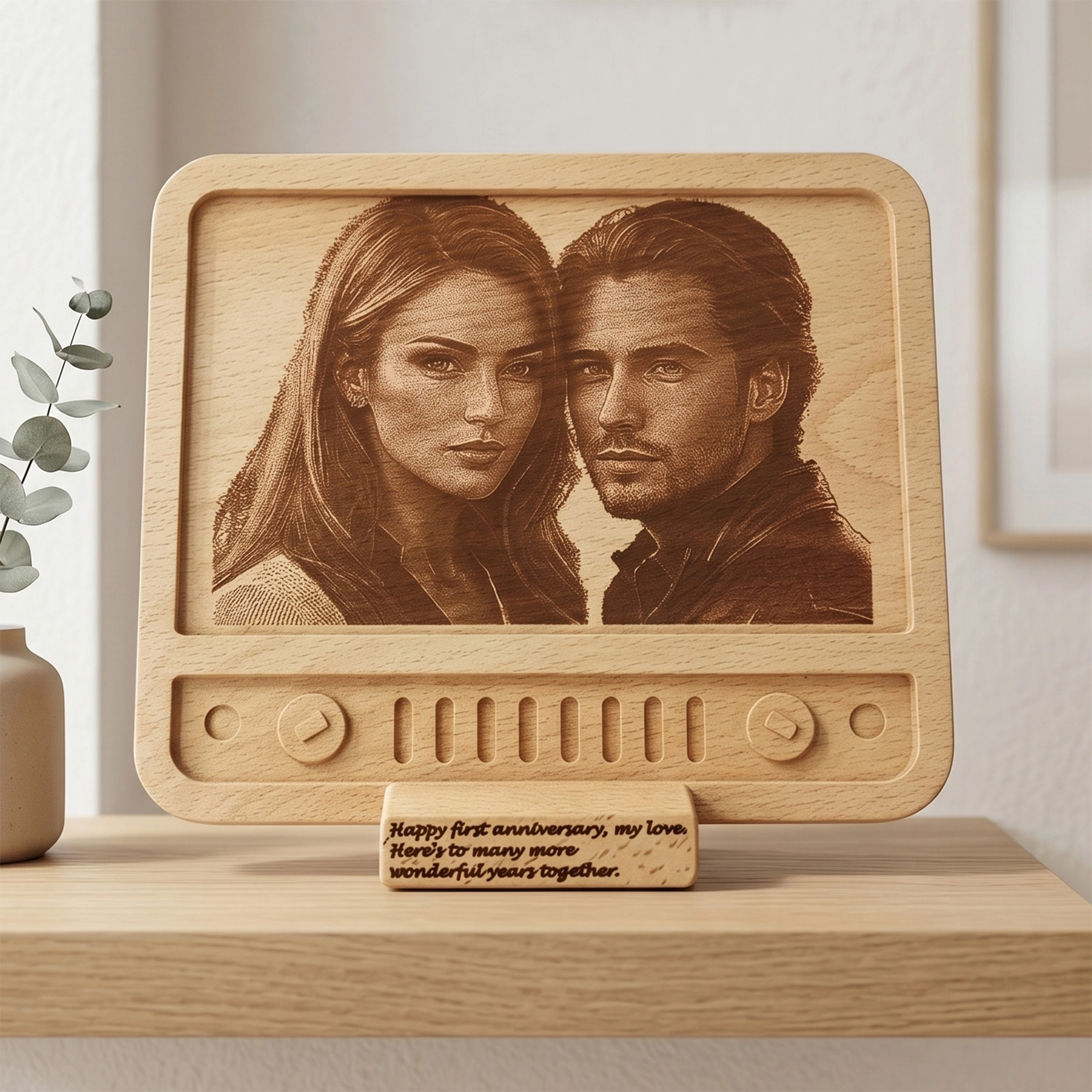 Retro Tv Tasarımlı Ahşap Fotoğraf Plaketi