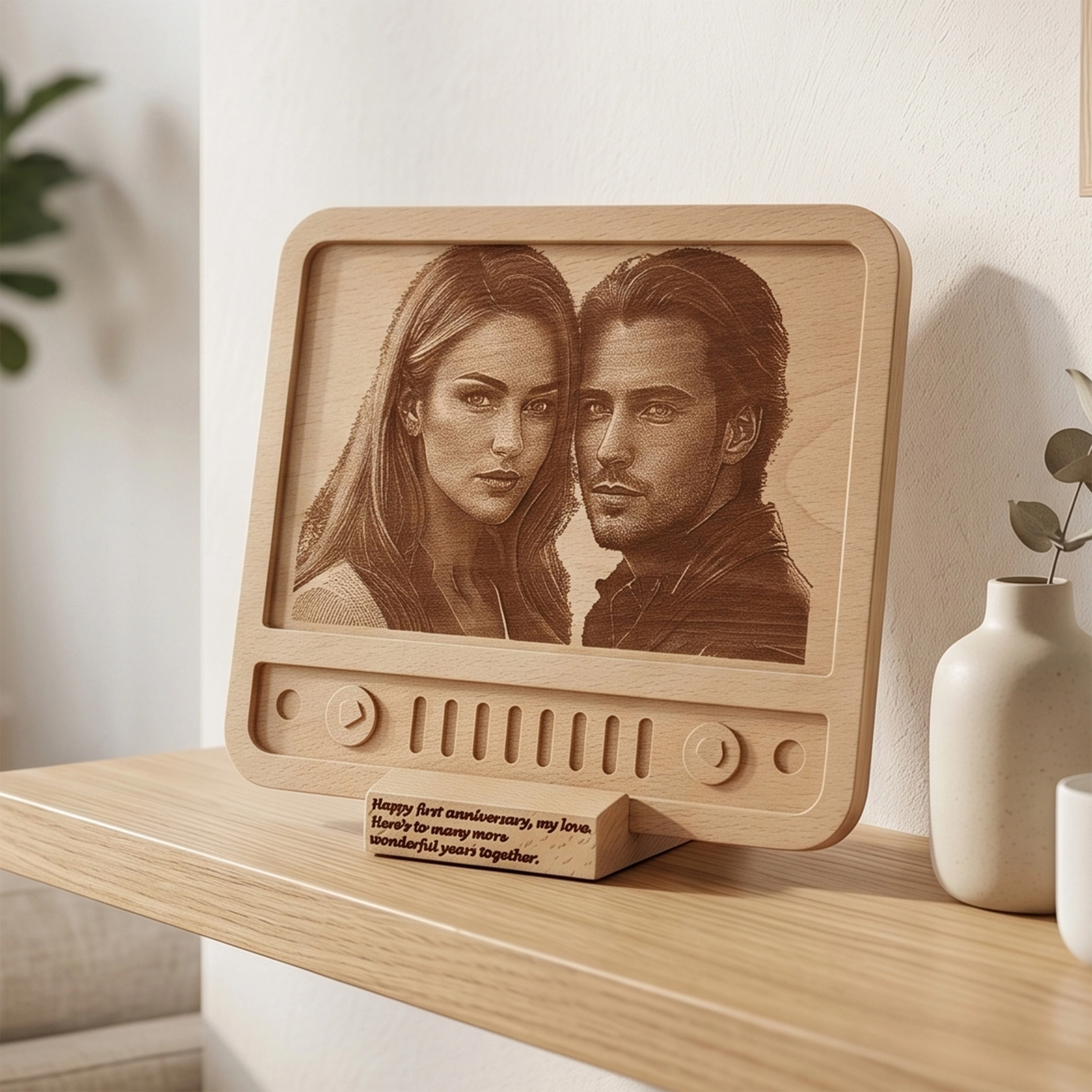 Retro Tv Tasarımlı Ahşap Fotoğraf Plaketi