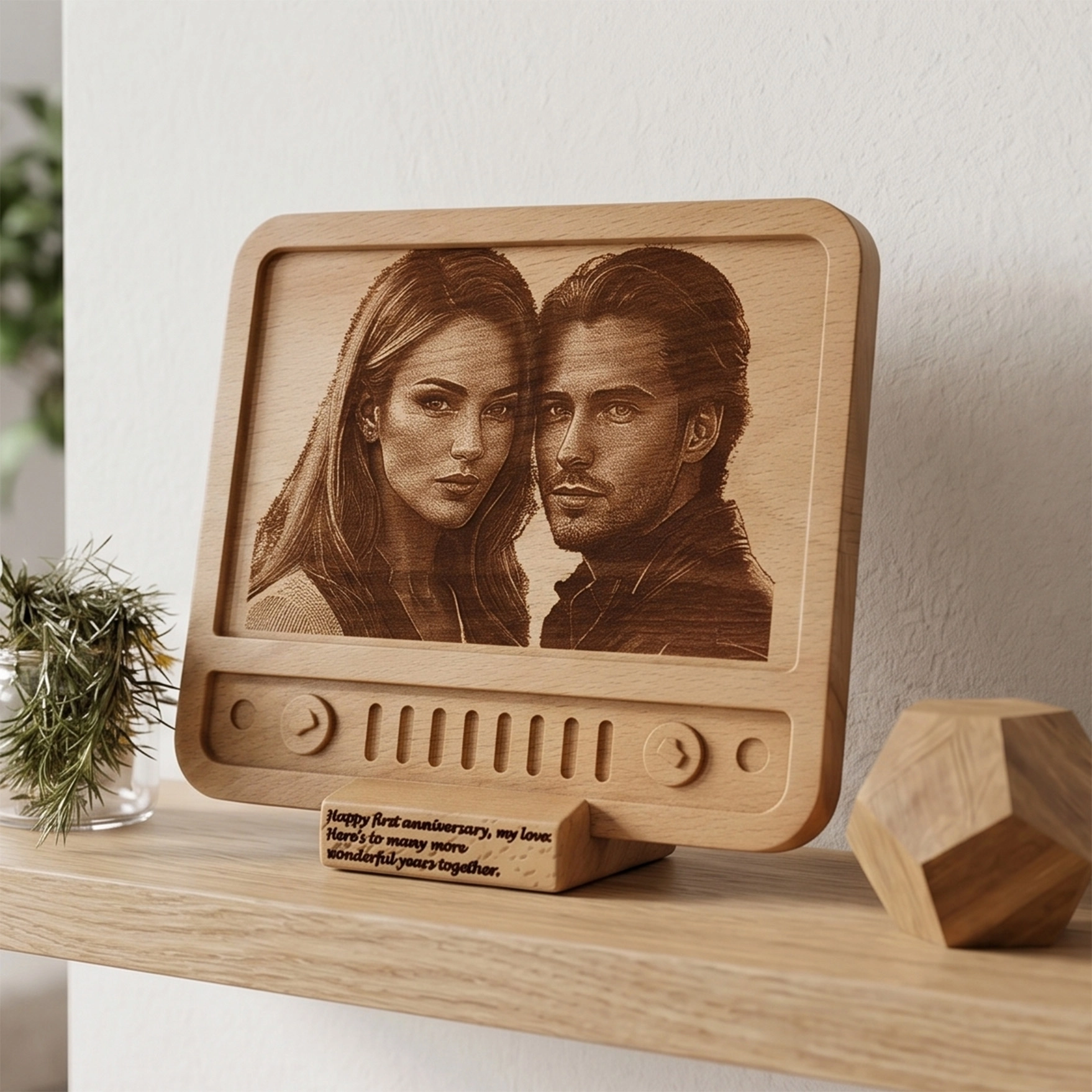 Retro Tv Tasarımlı Ahşap Fotoğraf Plaketi
