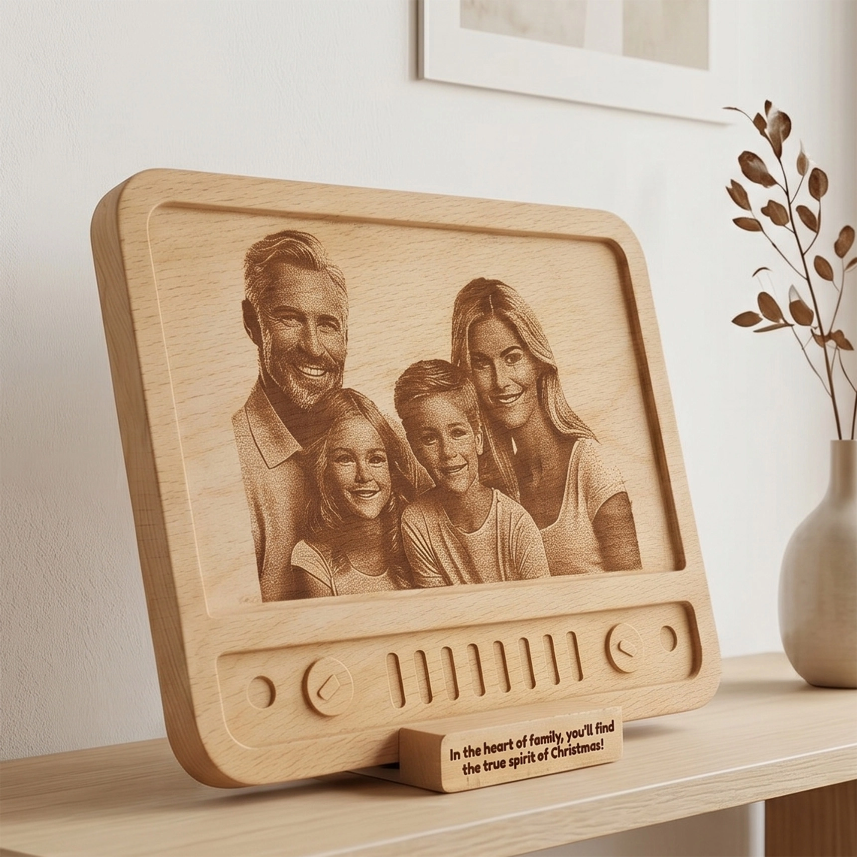 Retro TV Temalı Ahşap Fotoğraf Plaketi