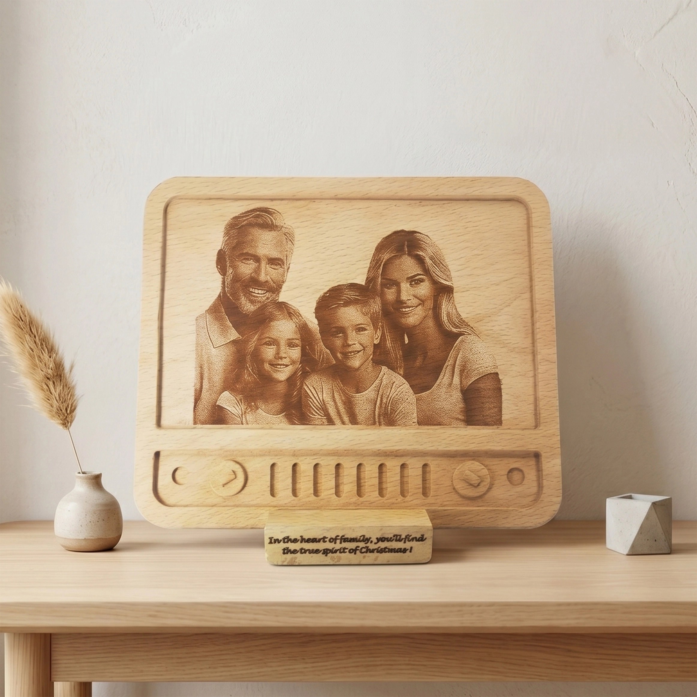 Retro TV Temalı Ahşap Fotoğraf Plaketi