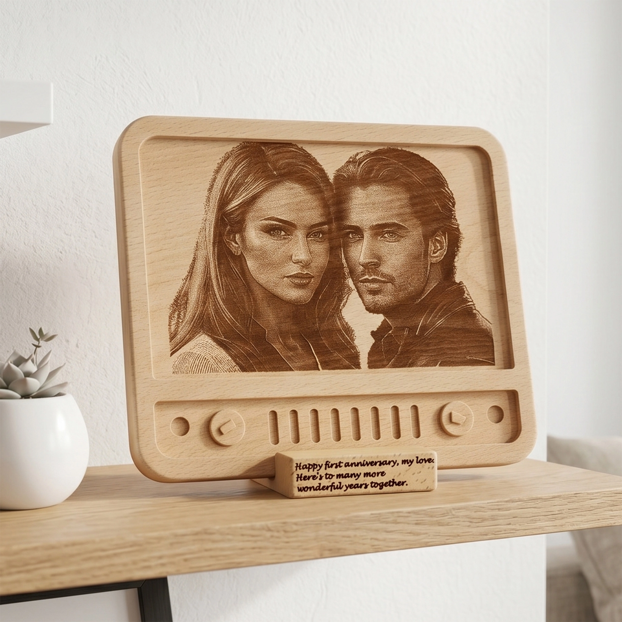 Retro Tv Tasarımlı Ahşap Fotoğraf Plaketi