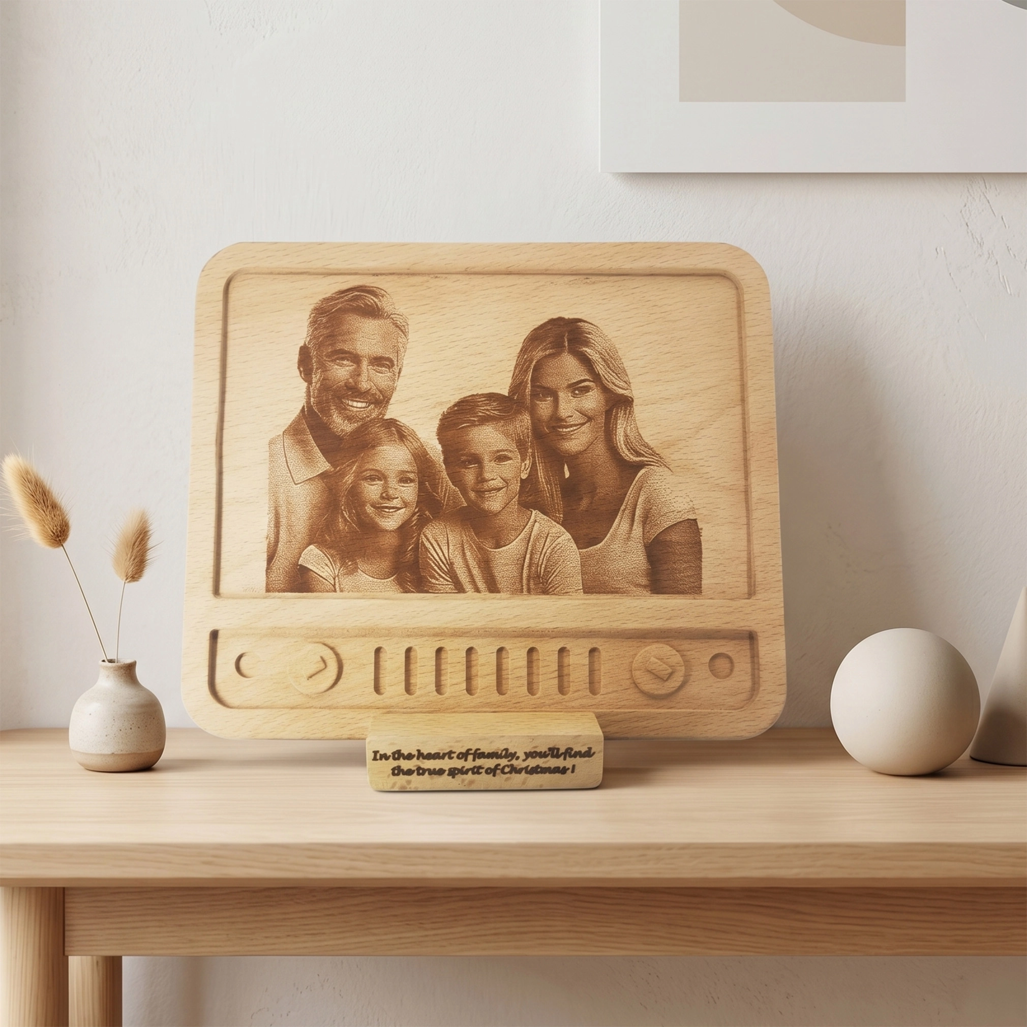 Retro TV Temalı Ahşap Fotoğraf Plaketi