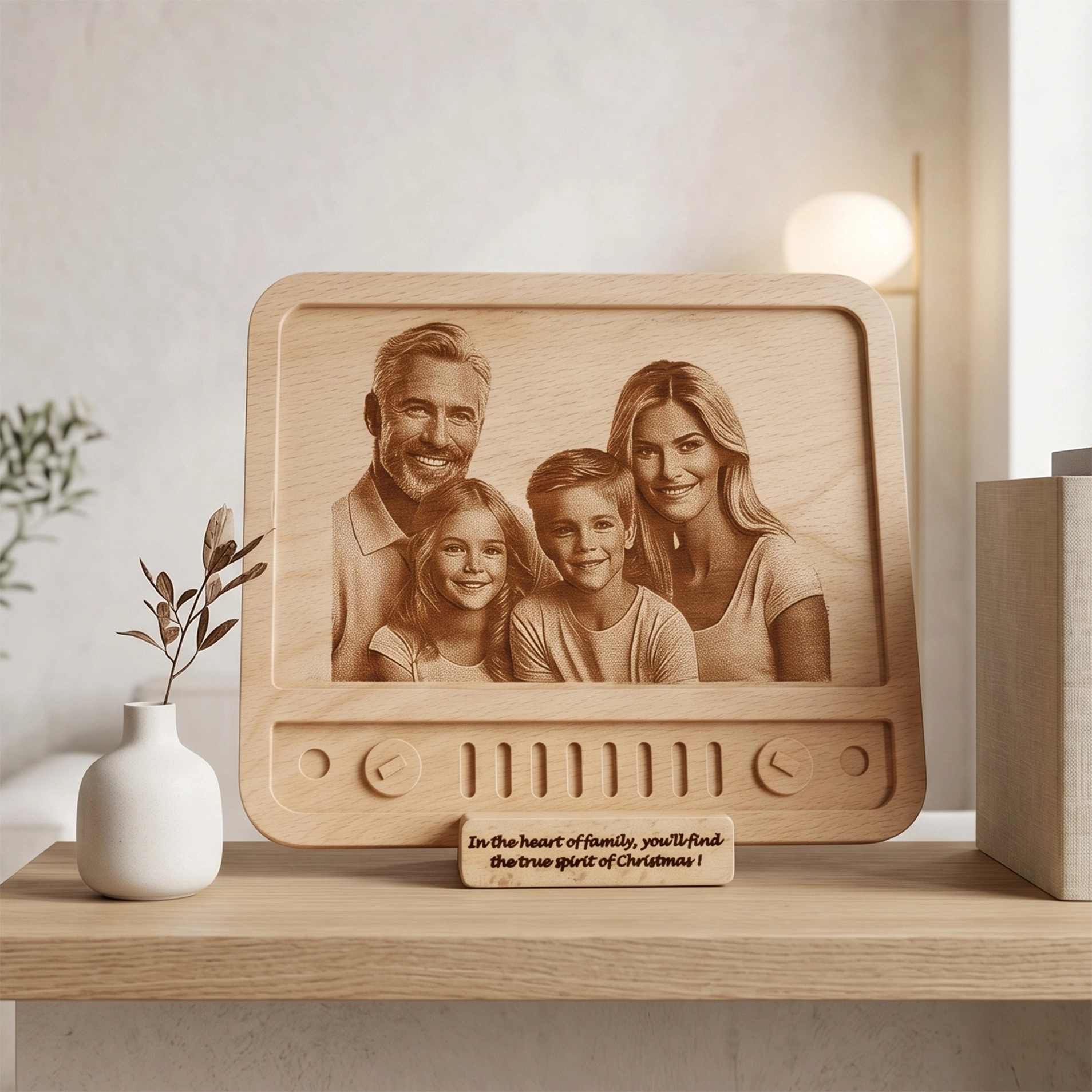 Retro TV Temalı Ahşap Fotoğraf Plaketi