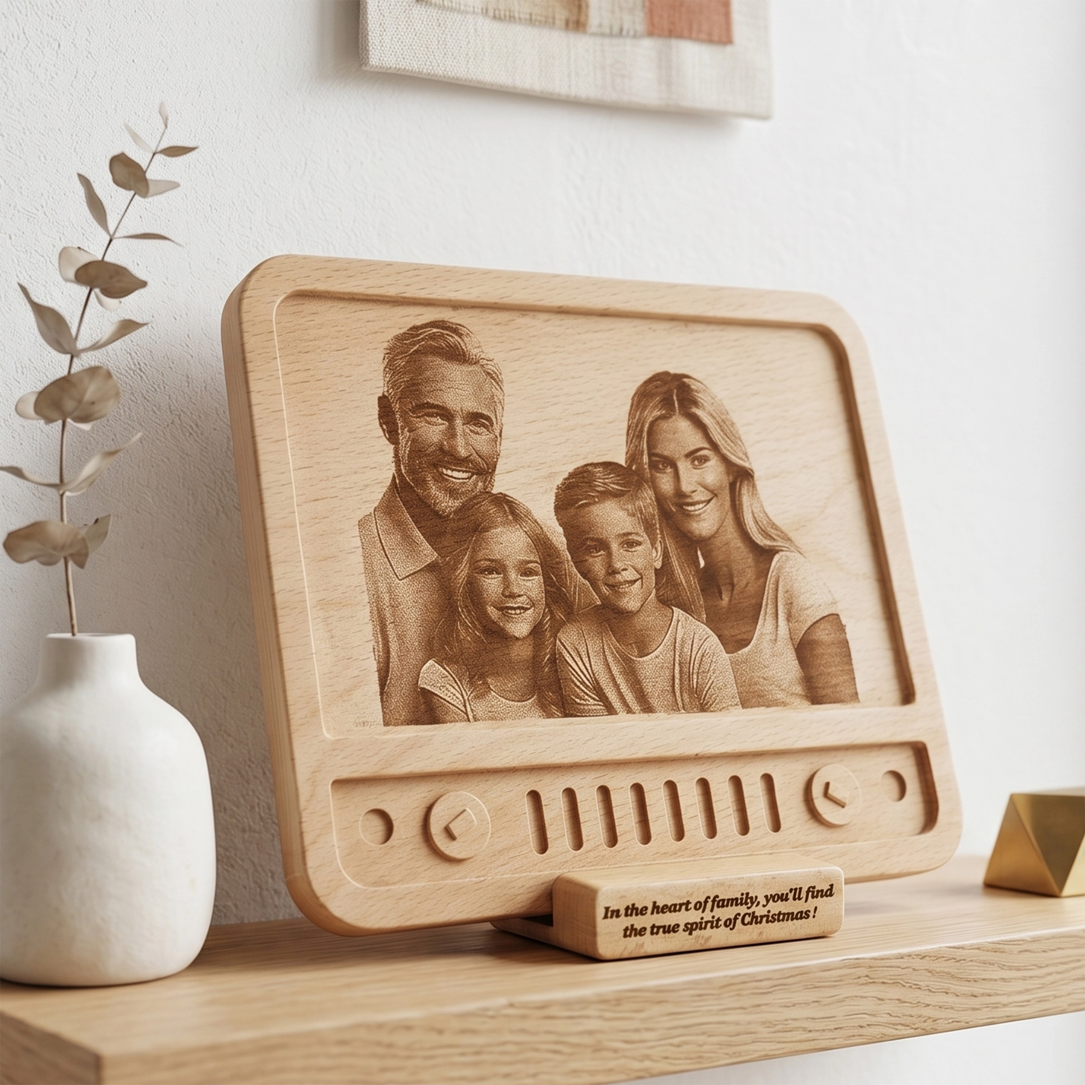 Retro TV Temalı Ahşap Fotoğraf Plaketi