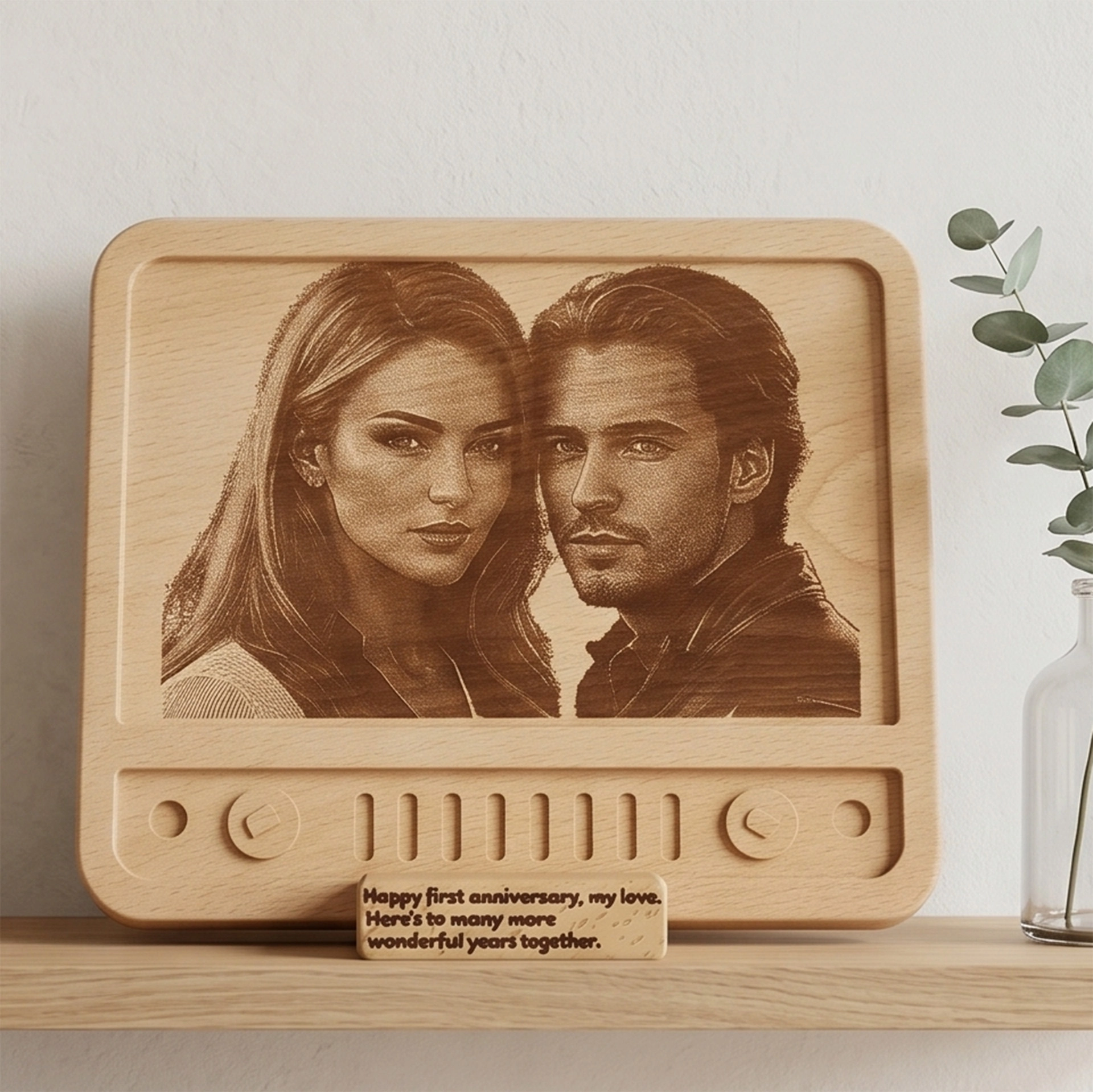 Retro Tv Tasarımlı Ahşap Fotoğraf Plaketi