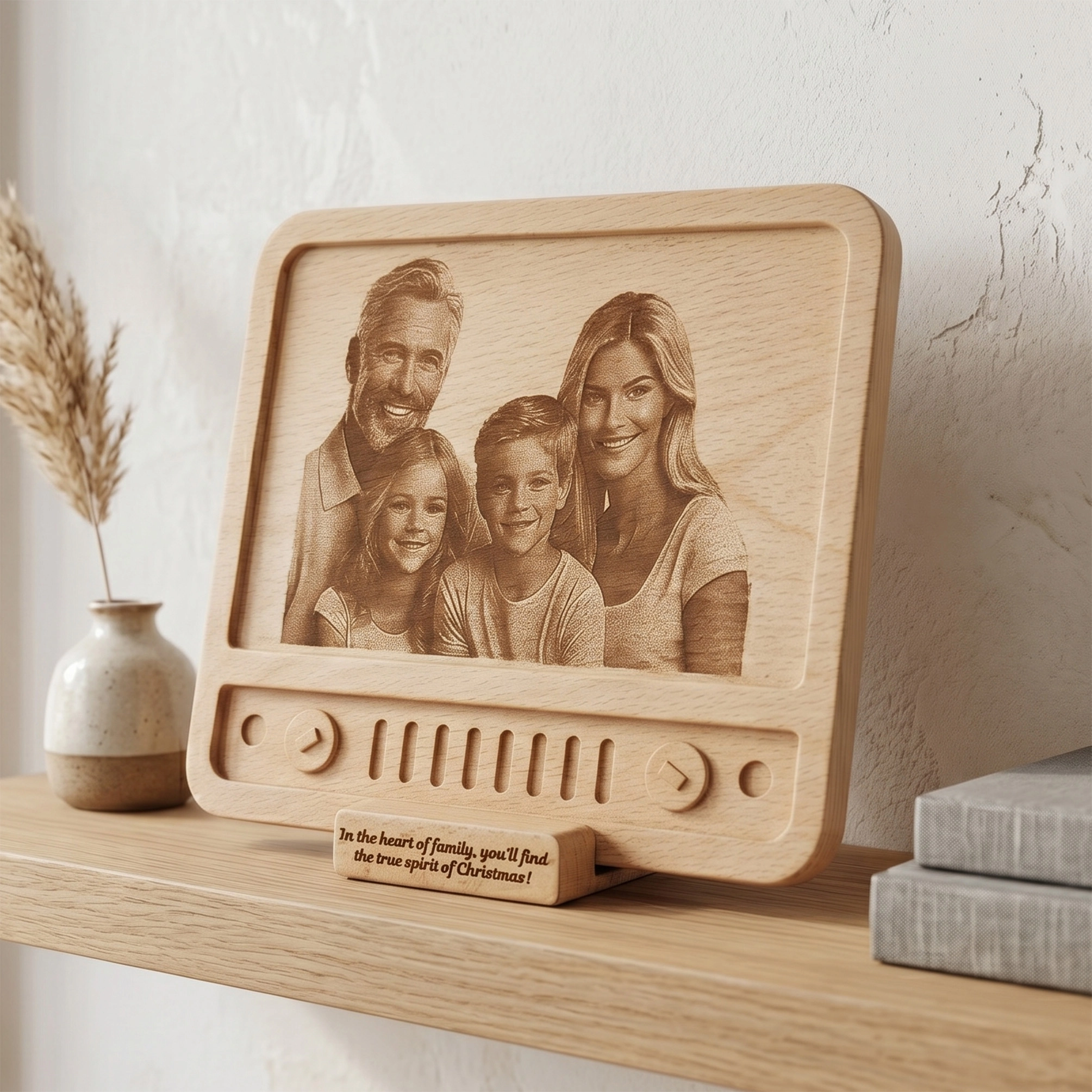 Retro TV Temalı Ahşap Fotoğraf Plaketi