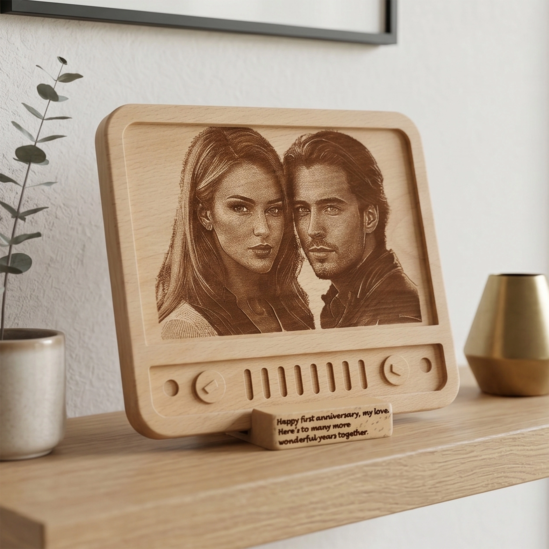 Retro Tv Tasarımlı Ahşap Fotoğraf Plaketi