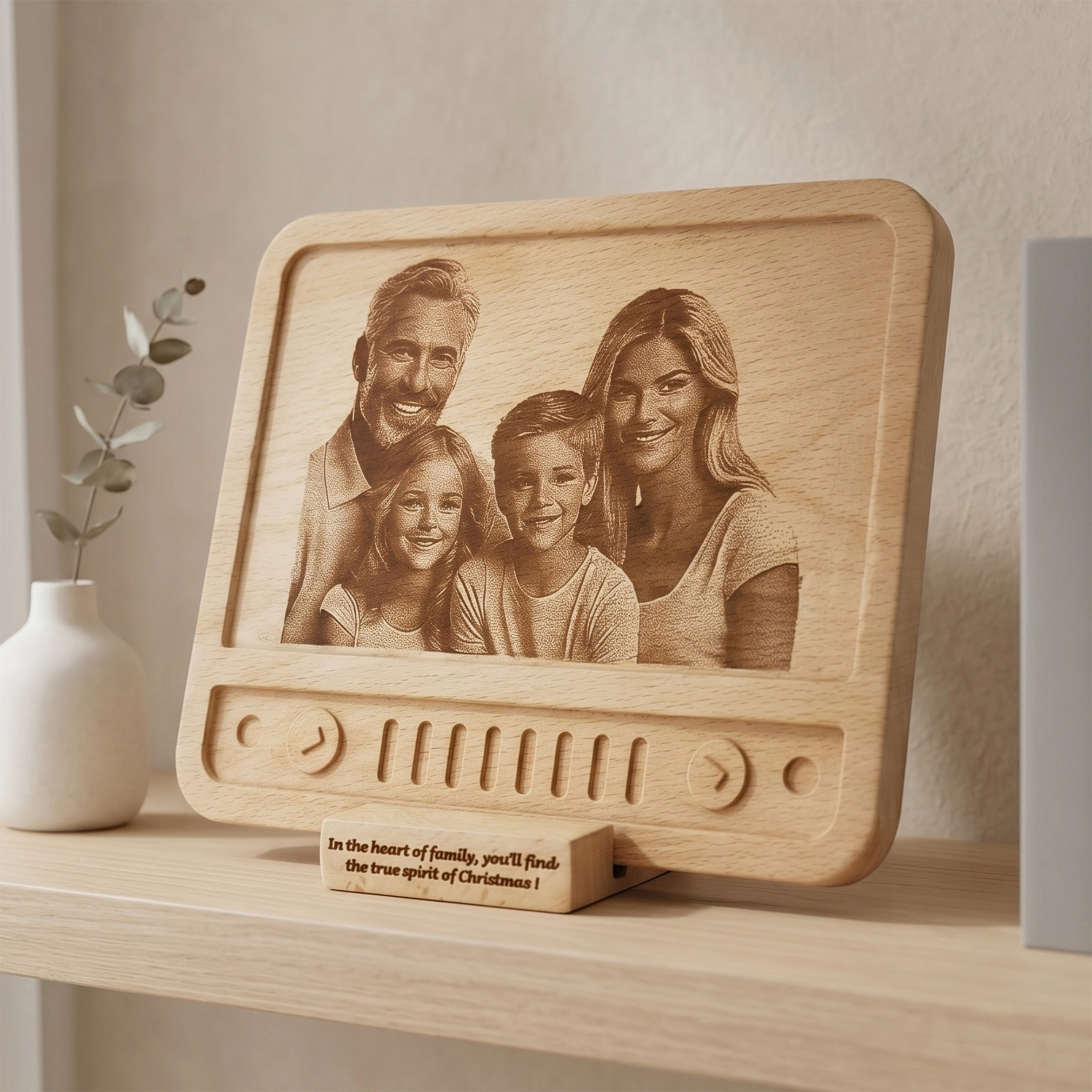 Retro TV Temalı Ahşap Fotoğraf Plaketi