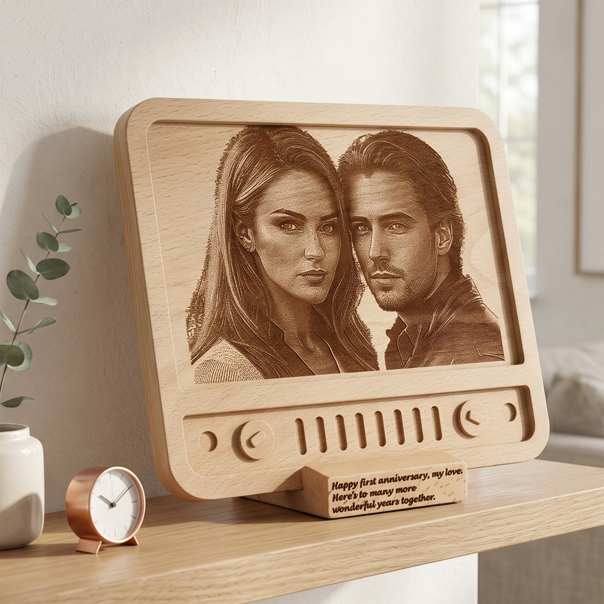 Retro Tv Tasarımlı Ahşap Fotoğraf Plaketi
