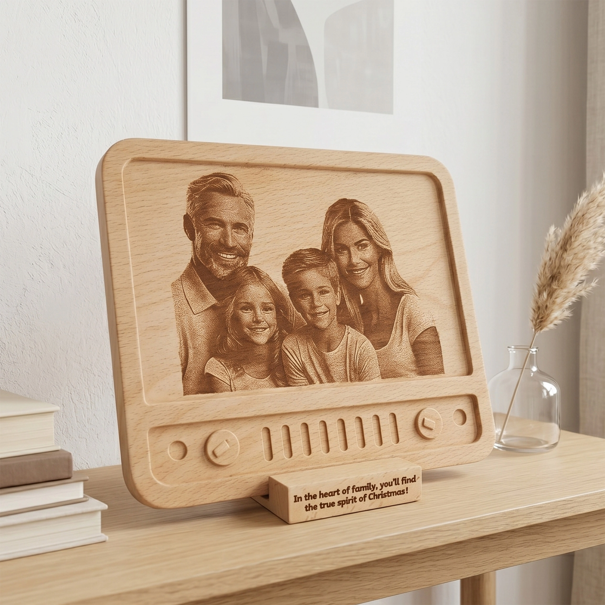 Retro TV Temalı Ahşap Fotoğraf Plaketi