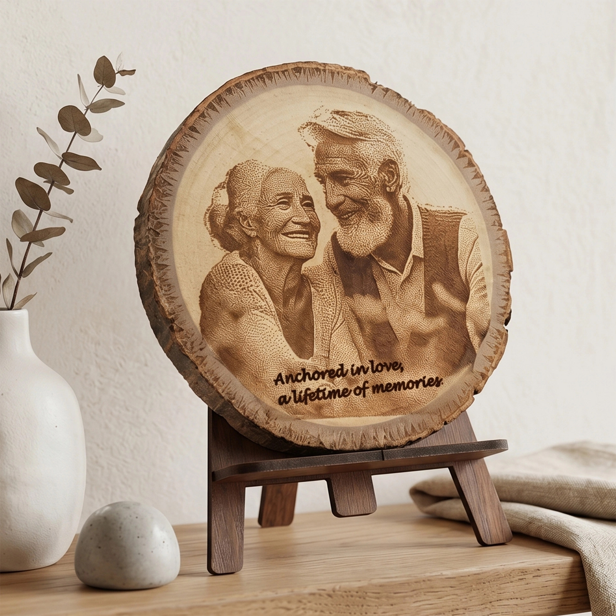 Ahşap Dilim Üzerine Özel Kazınmış Fotoğraf 