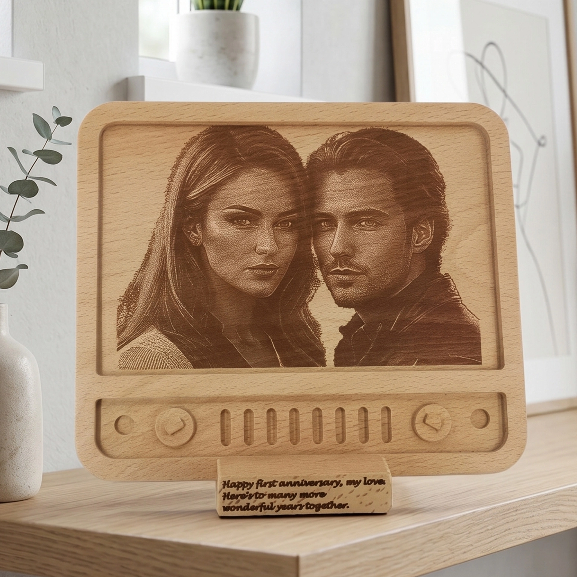 Retro Tv Tasarımlı Ahşap Fotoğraf Plaketi